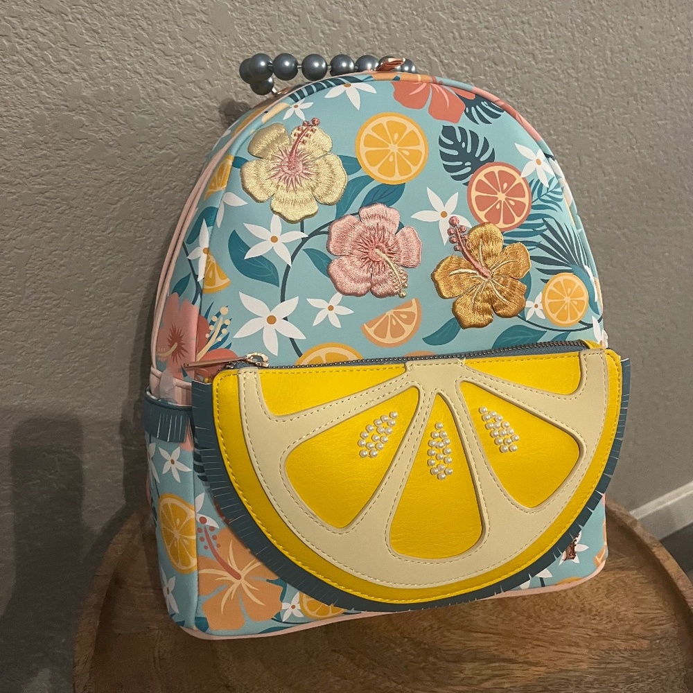 Loungefly Tropical Lemon Floral Mini Backpack